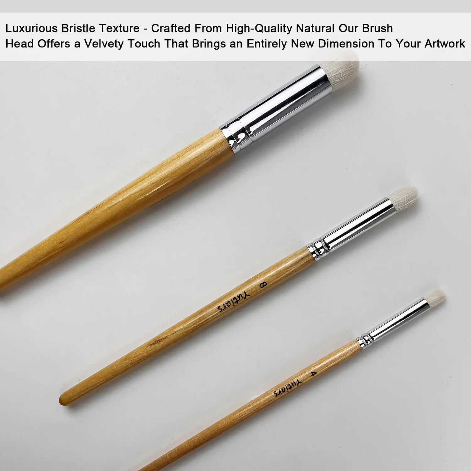 3pcs Goat Hair Dry Brush Set for Miniature Models - Washable, Broad Tip Paint Brushes for Hobbyists and Enthusiasts, Wood Handle 4
