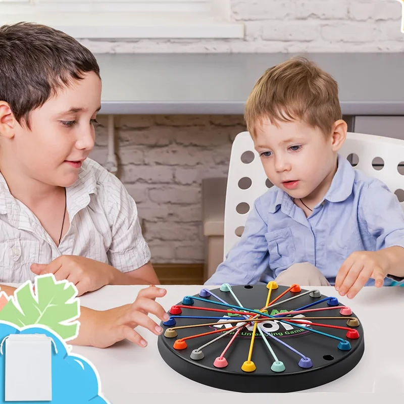 Kid Rope Knots Sensory Social Board Game Logical Thinking Challenge Colore Twisted Connected Line Brain Strategy Fun Table Game
