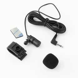 Premium 3m Long Mini Wired Car Microphone with 3.5mm Jack for Auto DVD Radio Systems (Black 3M Wired)