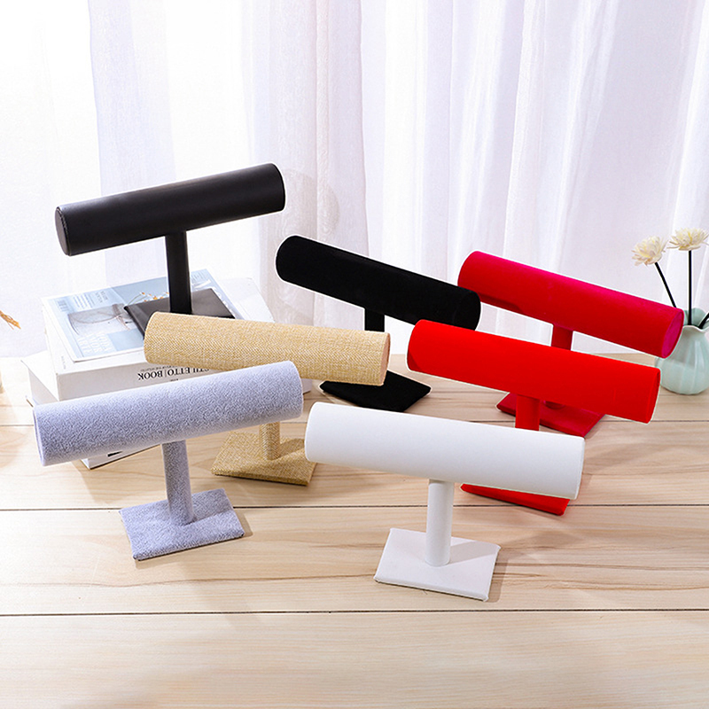 Bracelet Holder Grey Velvet Jewelry Display Stand, Detachable Bracelet Display Organizer Stand Jewelry Holder for Watch Display