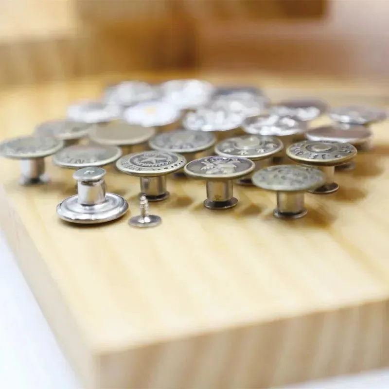 10/20/30pcs 드라이버가있는 청바지 단추 의류 바지 바느질 액세서리 허리 버클 17mm 네일 프리 허리 확장 버튼