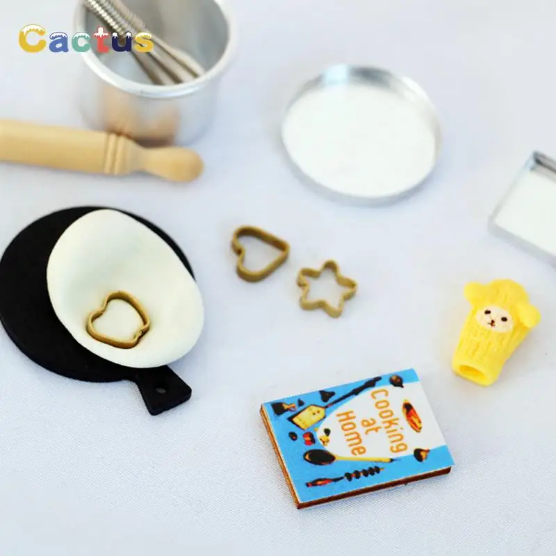 1Set 1/12 Dollhouse Miniature Items Kitchen Utensils Cooking Baking Set Model Rolling Pin Baking Tray DIY Doll House Accessories pretend kitchen toys kitchen toys doll house toys dollhouse furniture set