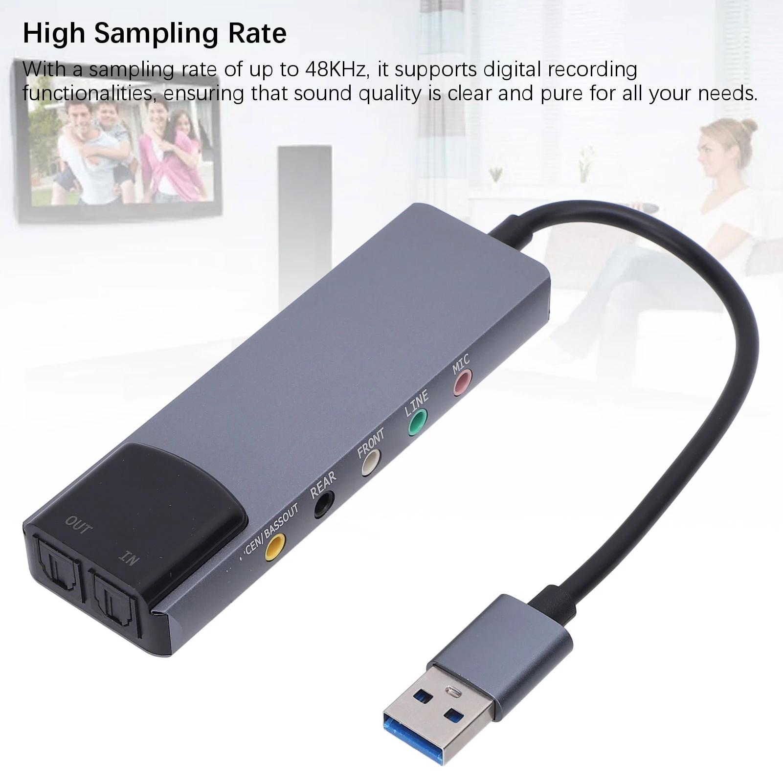 USB 사운드 카드 어댑터 전문가용 외부 사운드 카드 소음 감소 5.1 7.1 채널..