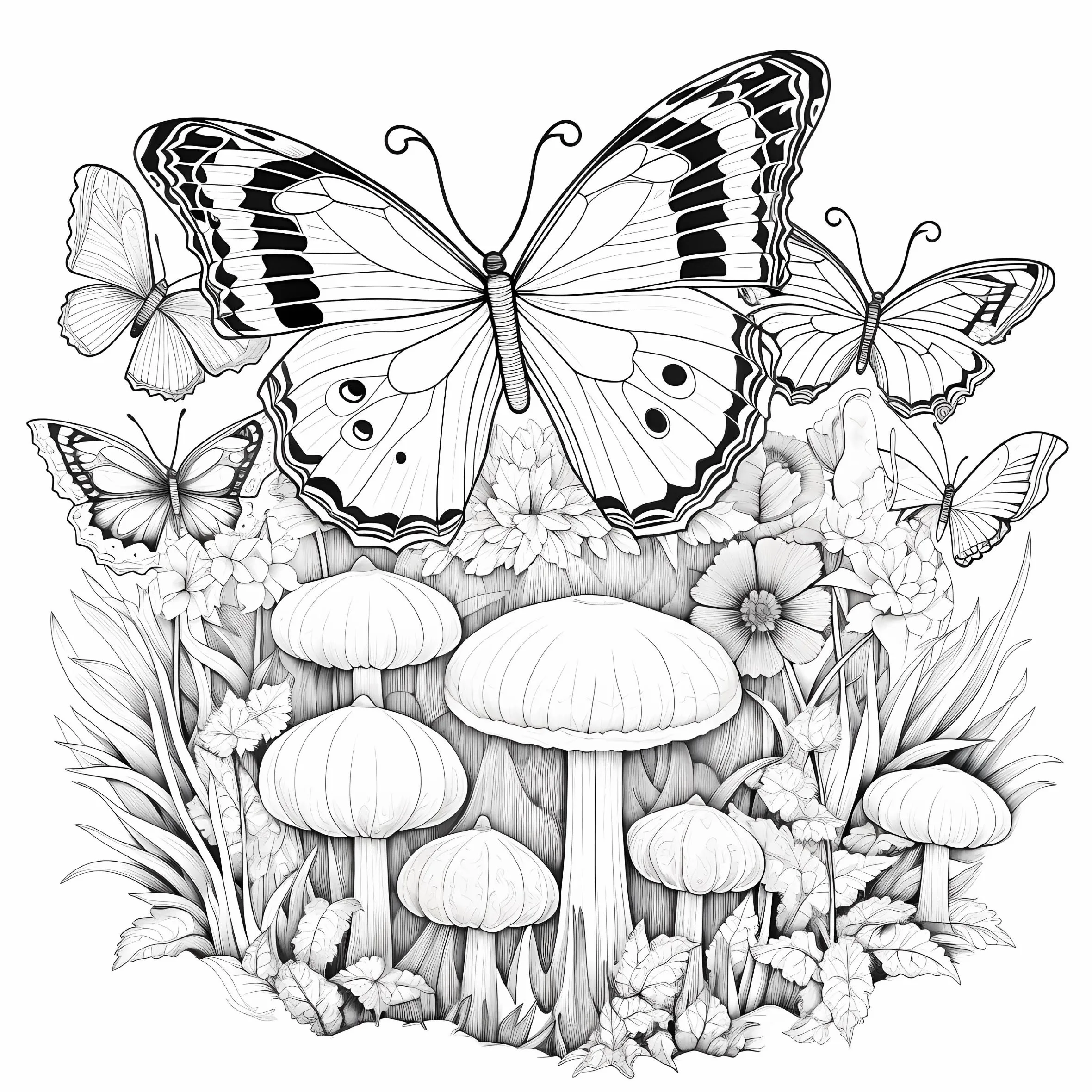 Whimsical Tree House Adult Picture Book Enchanting Mushroom Home Micro World Sketches Perfect Pencil Coloring Book 6