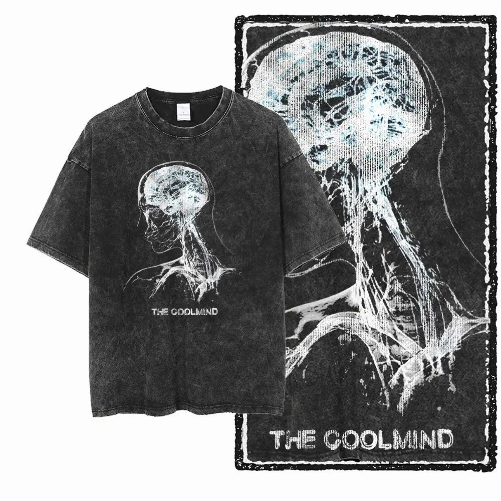 G18 Exklusives COOLMIND-Grafik-T-Shirt aus 100 % Baumwolle für Herren in großen Größen | Säuregewaschenes Streetwear Cooles O-Neck Herren T-Shirt – Detail 4