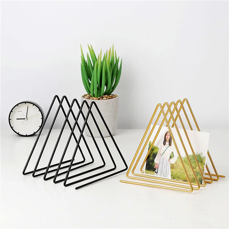 Vintage Triangle Magazine Book Stand Metal Desktop Dvd Holder Document File Stand Cartoline Organizer Shelf For Home Office