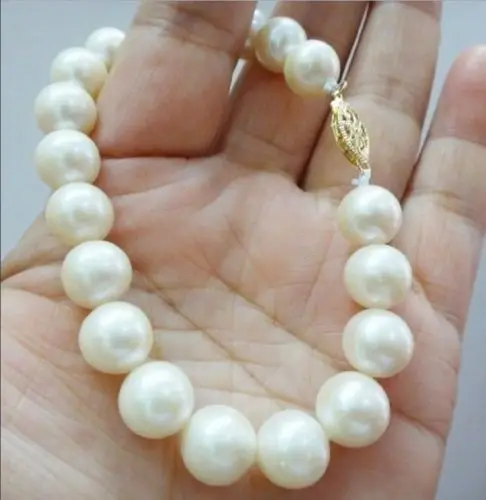 

AAA 10-11mm South Sea Genuin White Pearl BRACELET 7.5-8" 14K Gold