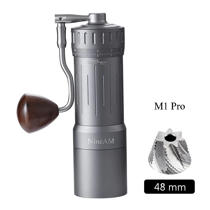 مطحنة القهوة اليدوية NineAM M1/Pro 2024 مطورة حديثًا 48 مللي متر من الفولاذ المقاوم للصدأ لدغ مخروطي مناسبة لأدوات مطبخ الإسبريسو