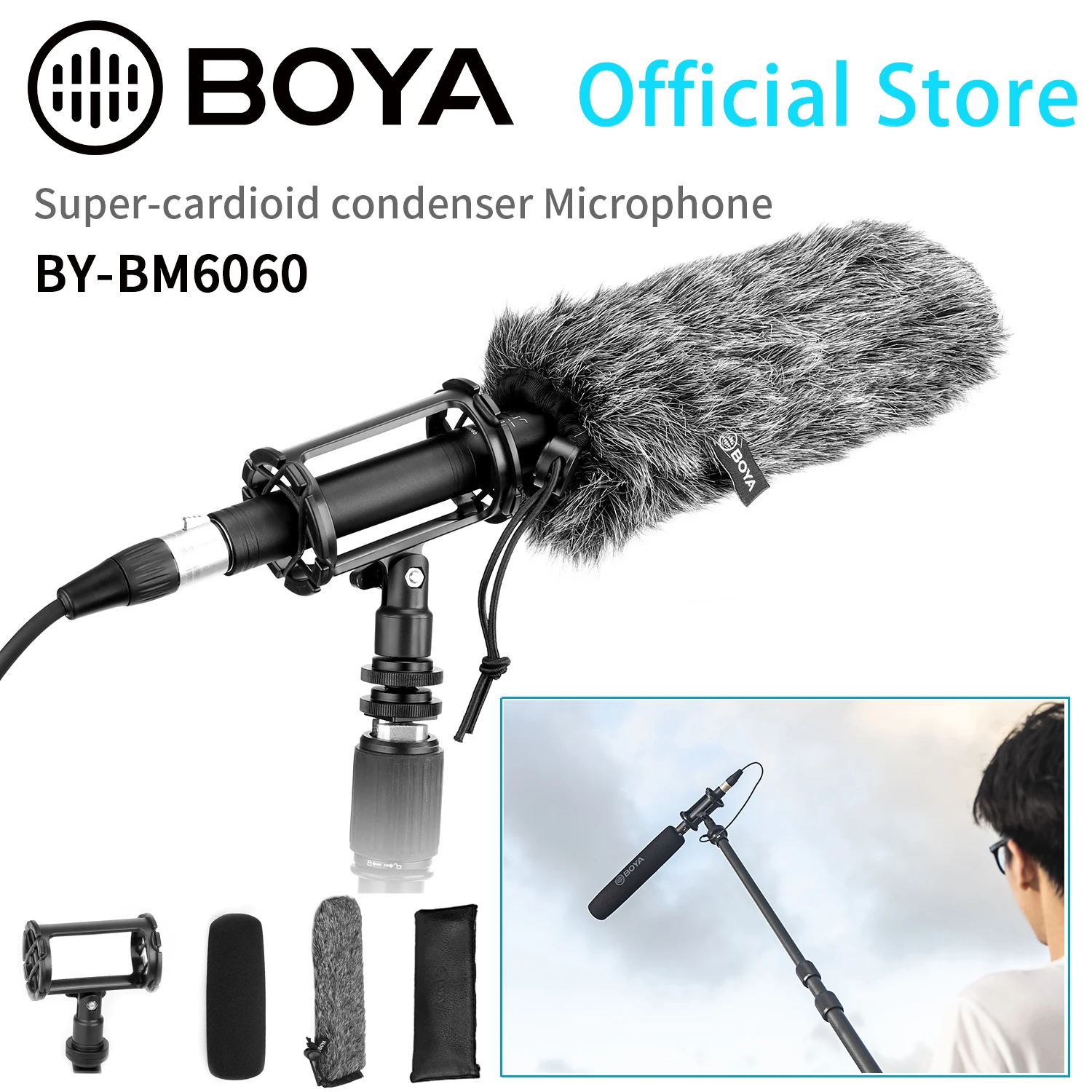 BOYA BY-BM6060 Condenser On-camera Shotgun Micophone for Canon Nikon Sony  DSLR Camcorder Filming Streaming Youtube Recording