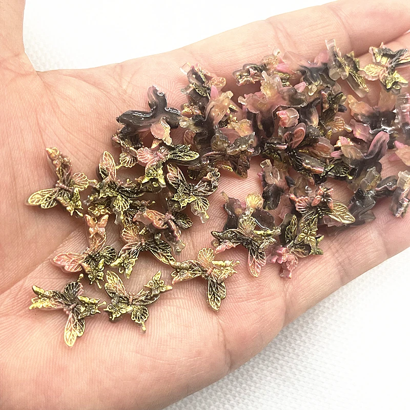 Set of 30 Glitter Resin Butterflies for Jewelry and Nail Art Crafts