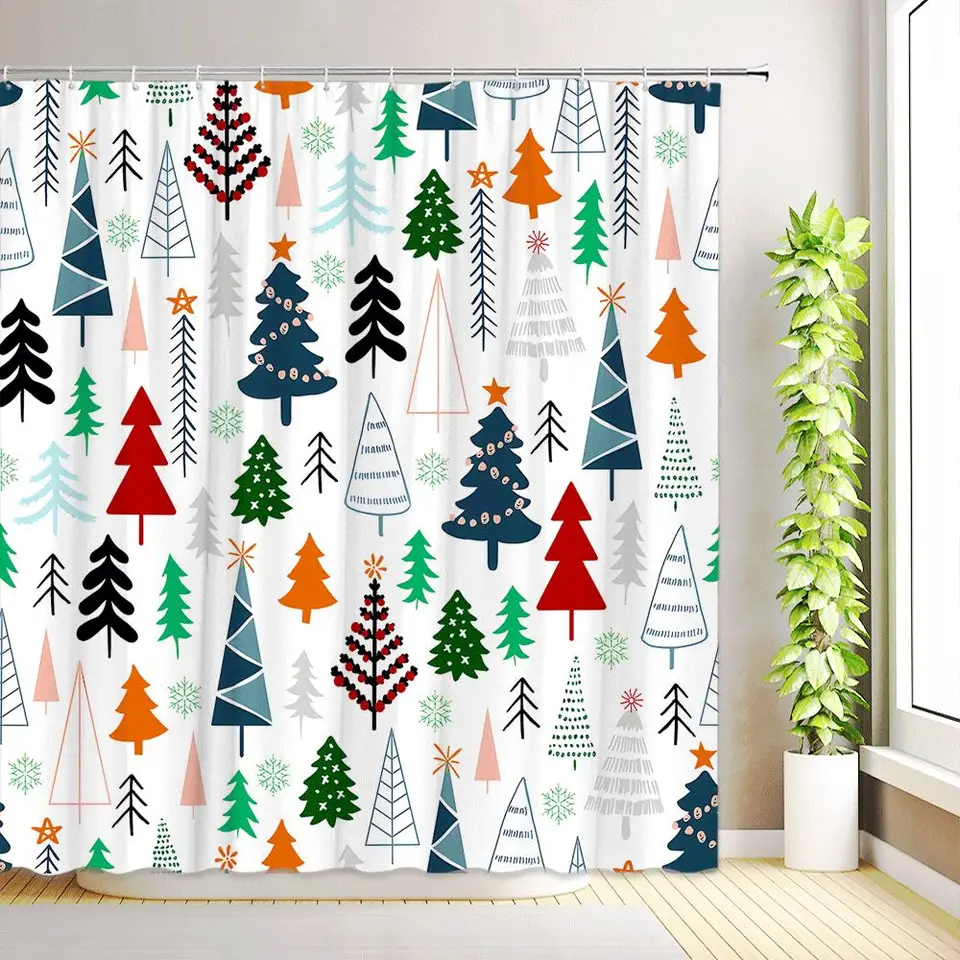 Tenda da doccia natalizia con pupazzo di neve Buon Natale