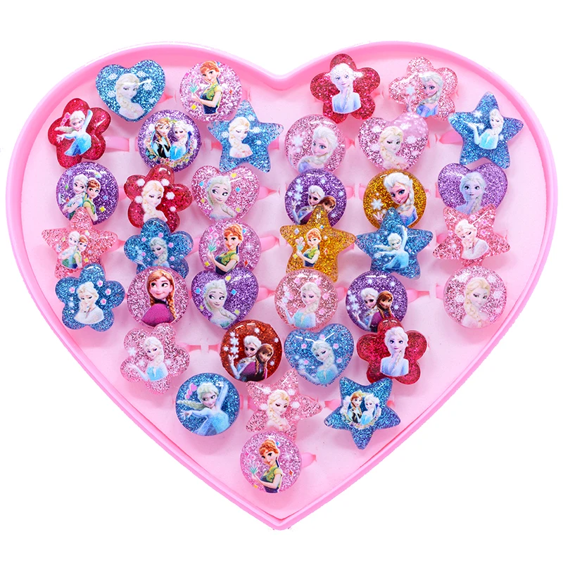 Cartoon Princess Elsa Ring 10pcs Kids Finger Rings Toys Girls Birthday Party Supplies Gifts