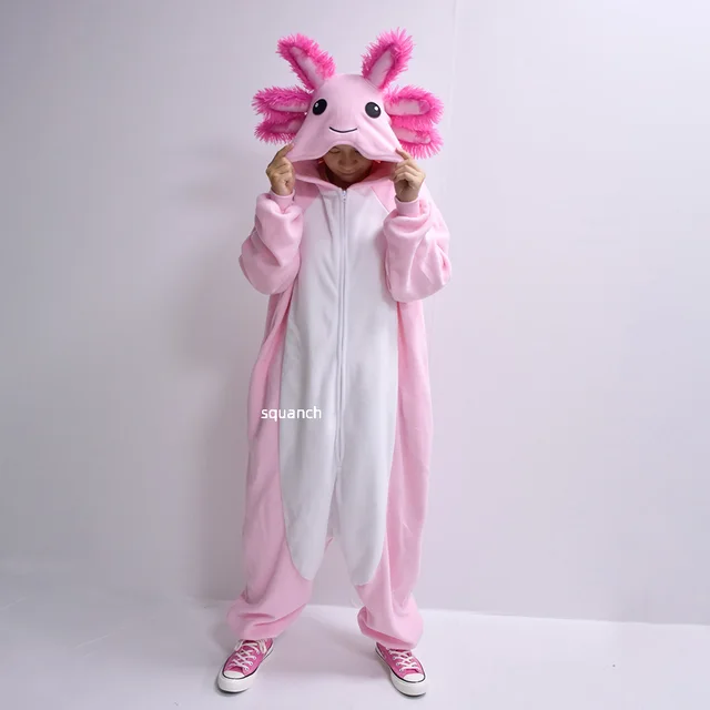 Animal Onesie ELEIMOS Halloween Onesie Yellow Axolotl For Women