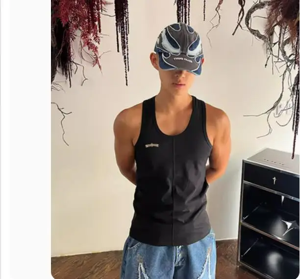 

2024 Thug Клубная Серебристая футболка Базовая рубашка мужская универсальная верхняя одежда из чистого хлопка жилет без рукавов TX1135