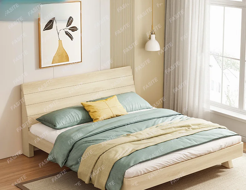 

Solid wood bed master bedroom double bed economical simple single bed