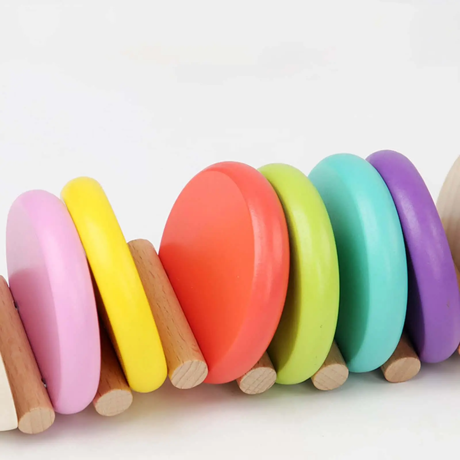 Wooden Castanets Rainbow Color Montessori Toys for Nursery Easter Preschool