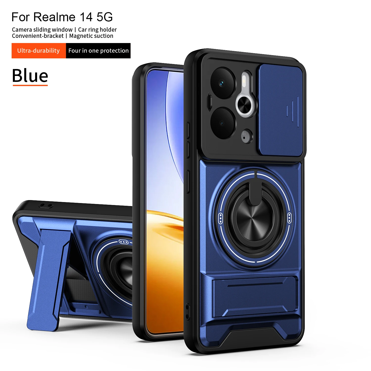 Enhanced Protective Magnetic Armor Phone Case with Foldable Holder and Camera Protection