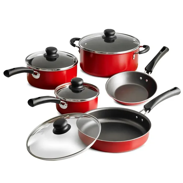 Red Aluminum Nonstick Cookware Set – 9 Pieces 1