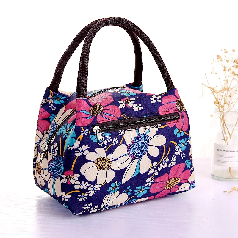 Flower Animal Print Pattern Style Thermal Oxford Lunch Picnic Bags Waterproof Nylon Storage Box Insulation Bag Tote Food Handbag