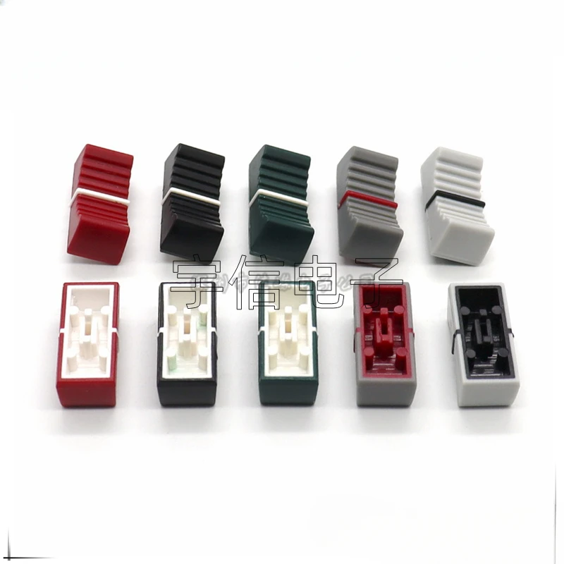 24&times;11&times;9MM Square Hole 1&times;4MM Plastic Push Key Cap Straight Slide Potentiometer Knob Push Rod Cap Sound Card Mixer Key 10PCS