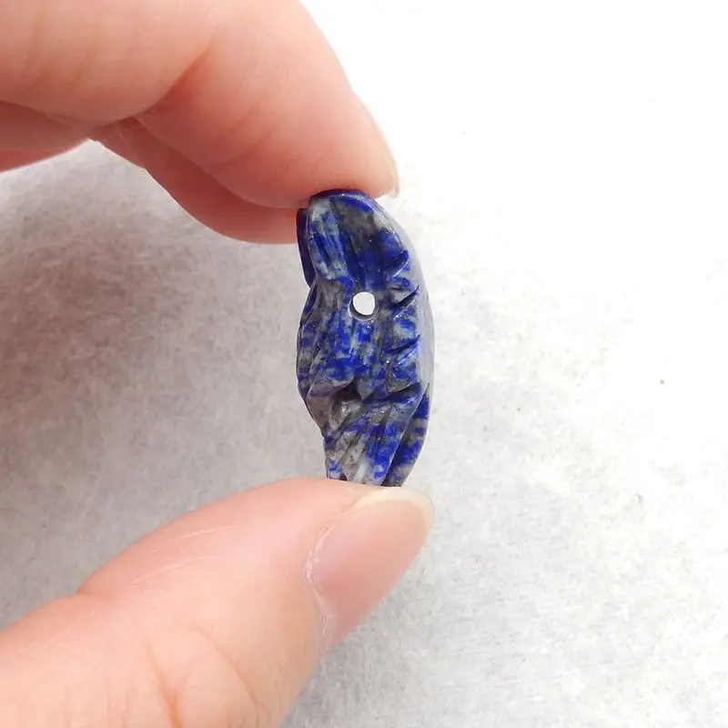 Natural Stone Lapis Lazuli Handmade Animal Wolf Head Fashion Pendant Bead Necklace Accessories 25x16x11mm 5g
