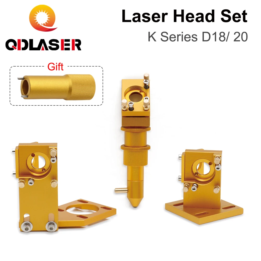 Qdlaser Co2 Set Di Teste Laser Serie K Color Oro D12 18 20 Fl50.8Mm Obiettivo Per Macchina Da Taglio Per Incisione Laser 2030 4060 K40