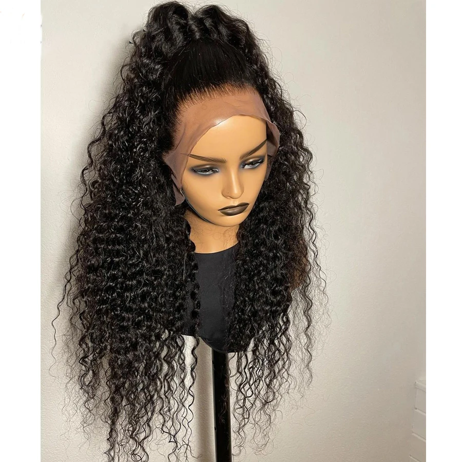 

Soft Glueless 26“Long 180Density Kinky Curly Black Color Lace Front Wig For Women With BabyHair Preplucked Heat Resistant Daily
