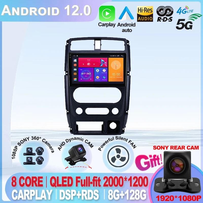 

Автомагнитола для Suzuki Jimny 3 2005 - 2019 QLED, мультимедийный видеоплеер, навигатор GPS, стерео, авто, Android 12, 2 DIN, DVD-монитор