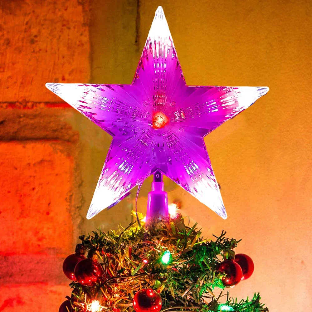 Christmas Tree Top Star LED Glowing Light Five-pointed Star Ornament 17x18cm