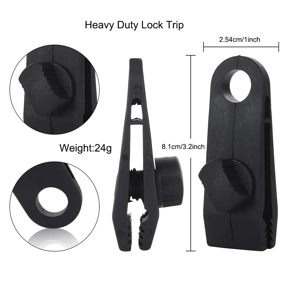 20PC Camping Tarp Clips Heavy Duty Lock Grip Tent Fasteners Pool Awning Bungee Cord Car Tighten Outdoor