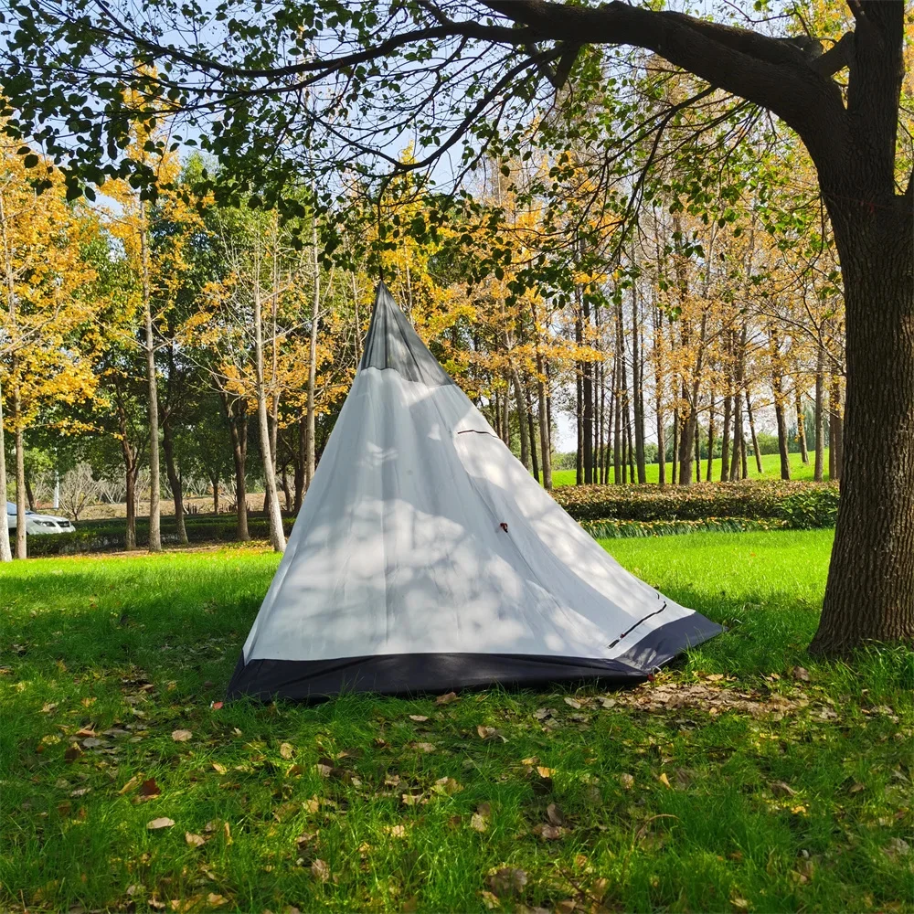 Camping Inner Tent 2-3 Person Outdoor Ultralight Pyramid Tent Inner Tent Rodless Portable Four Seasons Teepee
