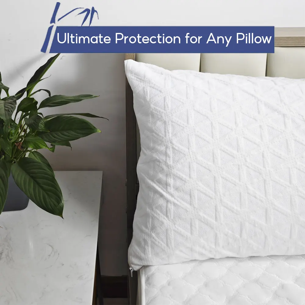 Bamboo Pillow Cover Waterproof Zipper Pillow Protector 48x74cm Bedbug Proof Hotel Home Bed Pillowcases