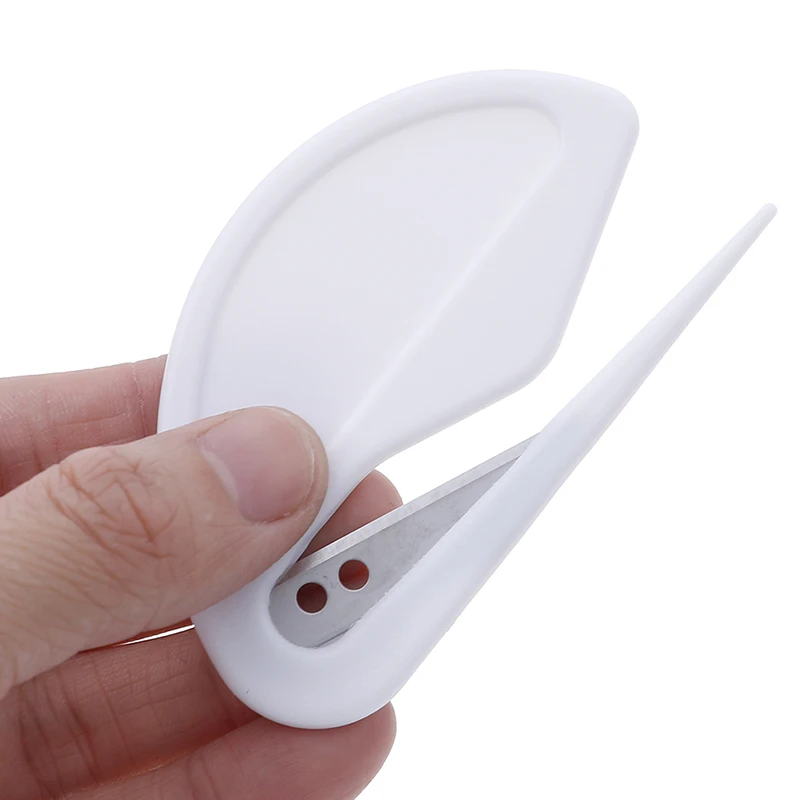Hot Sale! Plastic 2pcs Letter Opener Mini Sharp Letter Mail Envelope Opener Safety Papers Guarded Cutter Blade Office Equipment