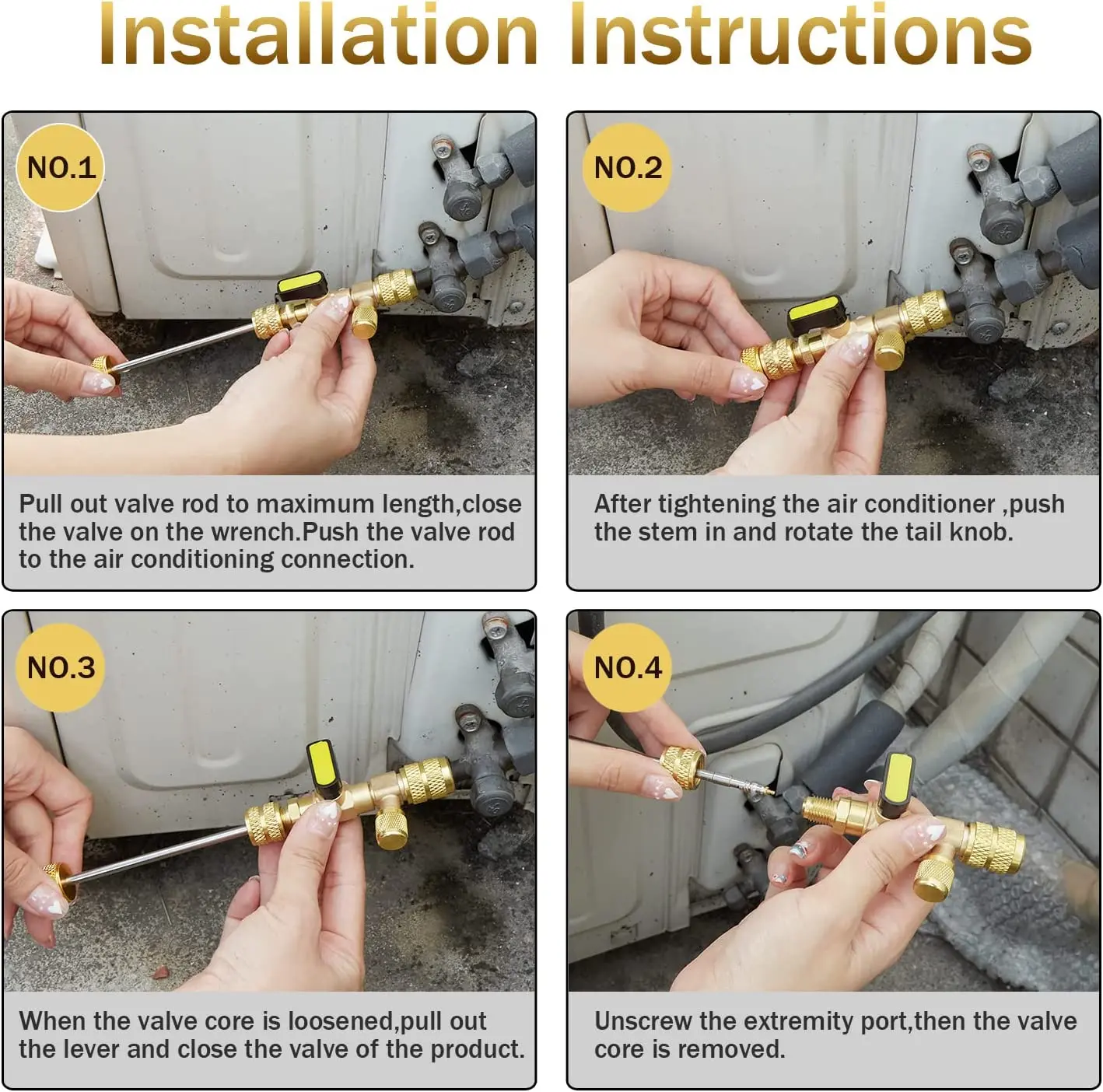 R410A R22 Valve Core Remover Installer Tool with Dual Size SAE 1/4 & 5/16  Port for R404A R407C R134A R12 R32 R600 HVAC System, with 10PCS 5v1 Valve