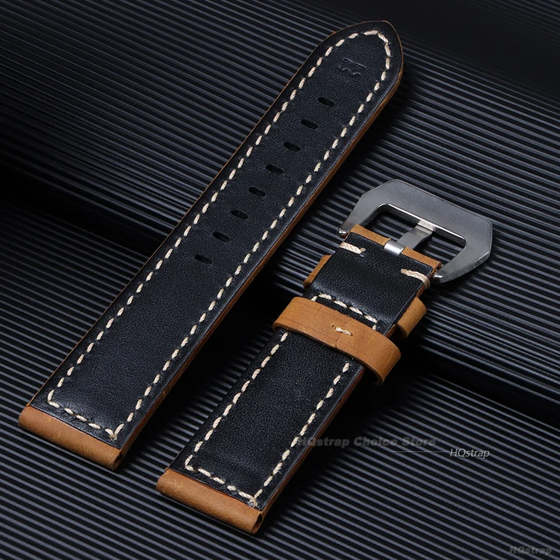 Vintage Matte Genuine Leather Watchband Bracelet - Black, Blue, Brown