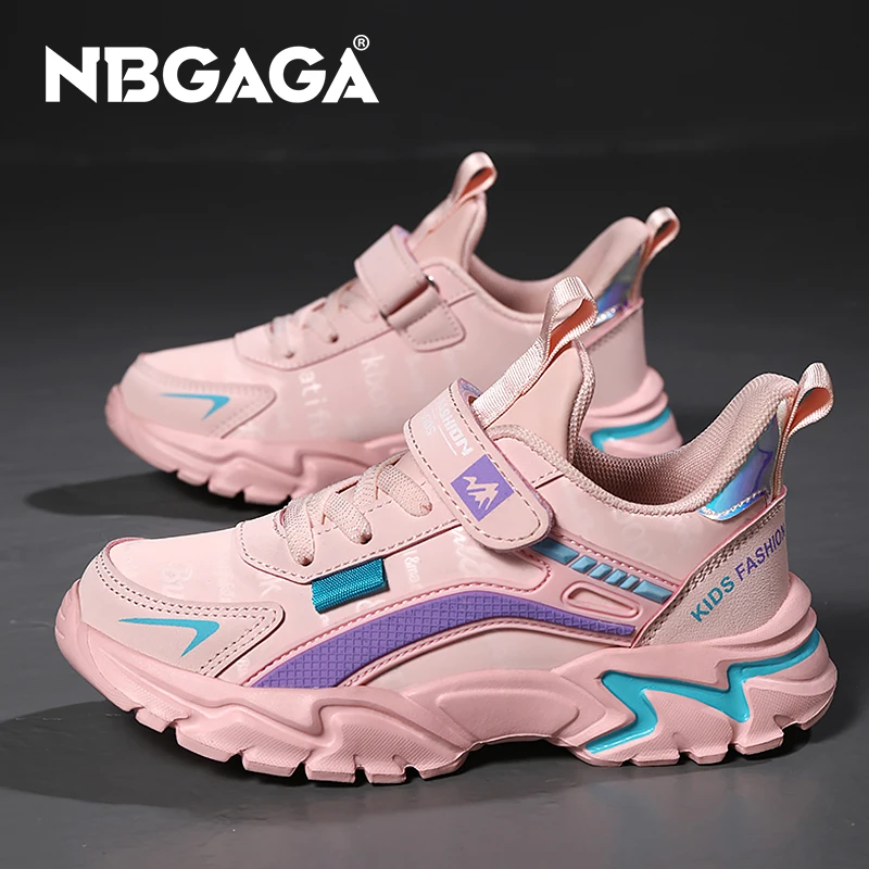 أحذية رياضية للأطفال البنات أحذية جلدية مسطحة للأطفال باللون الوردي للفتيات خفيفة الوزن رياضية للجري والتنس أحذية رياضية كاجوال للطلاب