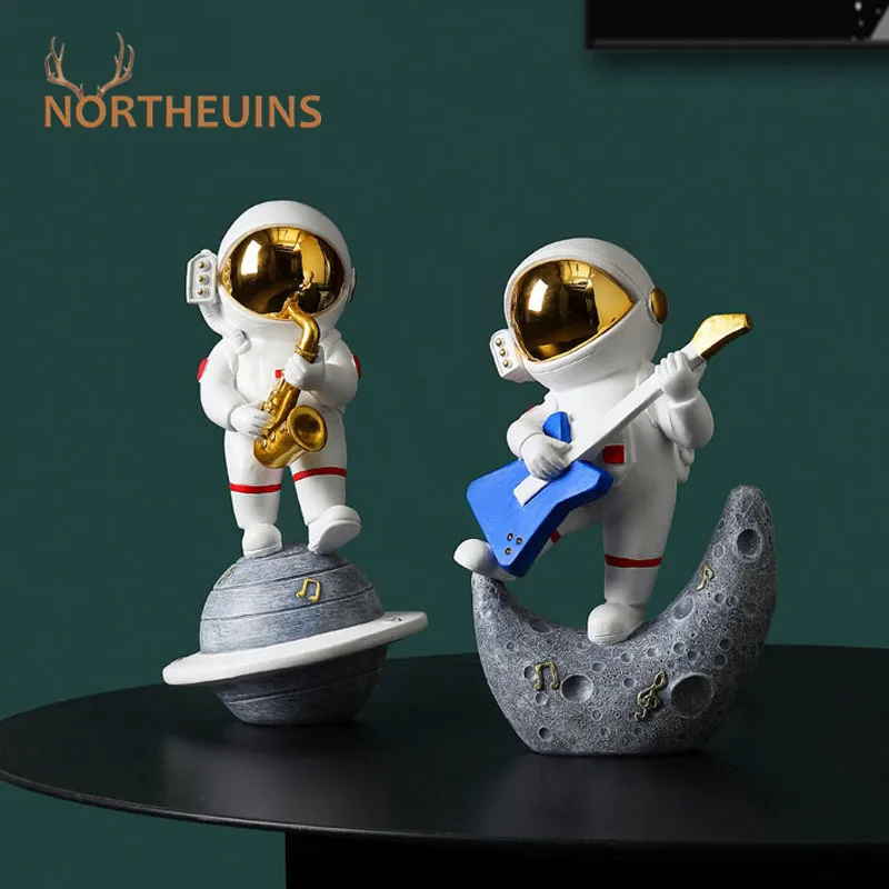 

NORTHEUINS Nordic Resin Astronaut Figurines for Interior Cosmonaut Statue Home Living Room Bedroom Desktop Decoration Accessorie