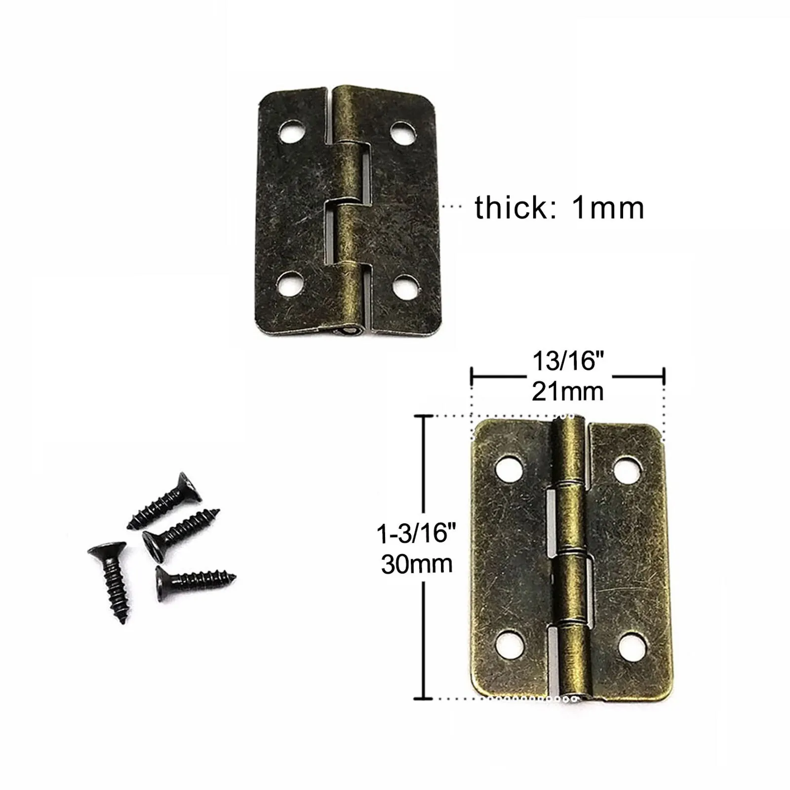 Wooden Box Hinge 12pcs Wooden Box Hinge with Screw for Jewelry Chest Gift Wine Music Case Dollhouse Cabinet Door Antique Brass Bronze 21x30mm