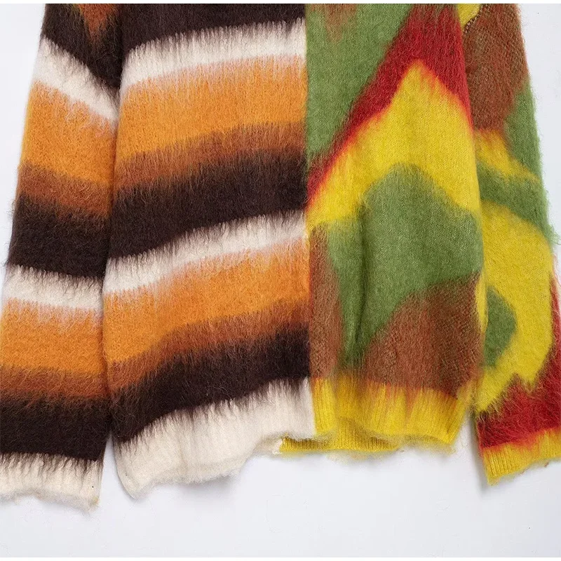 Casual Mohair Knit Women Pullover Colorful O-neck Long Sleeve Loose Sweater New Autumn Fashion Lady All-matching Knitwear