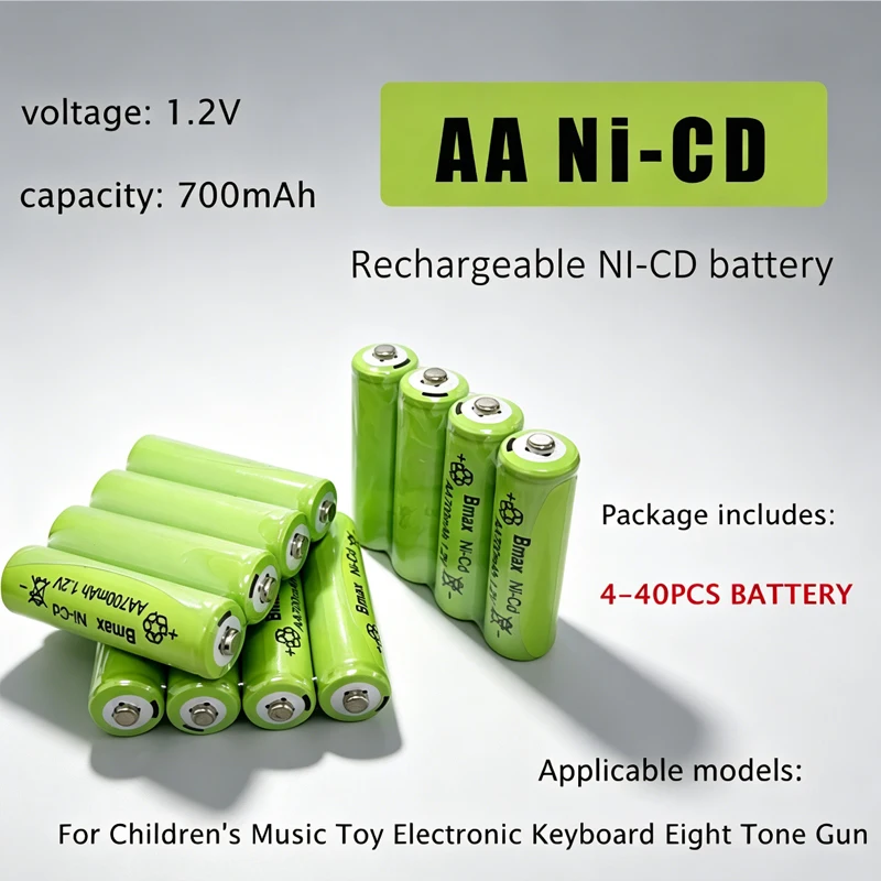 AA Rechargeable Battery 1.2V Ni-Cd Can Be Recharged 500 Time Children's Music Toy Electronic Keyboard Eight Tone Gun Accessories 1