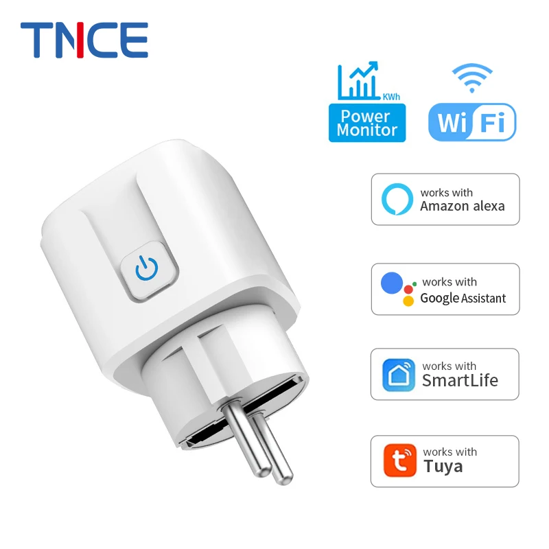 TNCE Tuya 16A/20A WiFi/Zigbee3.0 Smart Socket EU Smart Plug With Power Monitoring Timing Function Work With Alexa