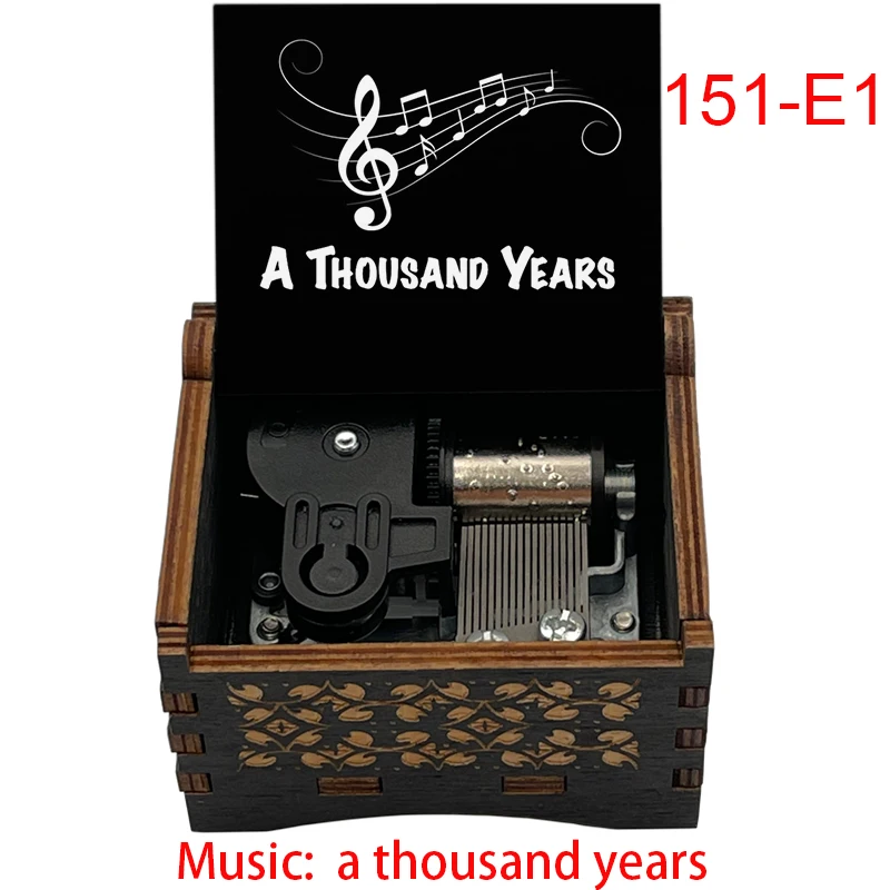 Custom picture A Thousand Years Wind up mechanical Wooden Music Box for lovers girlfriend boyfriend friend wedding party gift