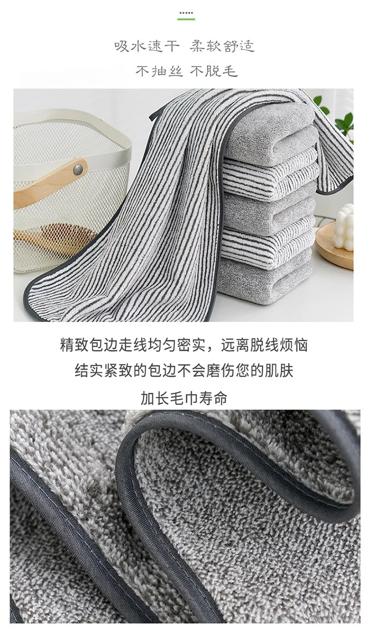 Description Picture 5 of itemFace Towel Minimalism Antibacterial Bamboo Charcoal Fiber Thickened Coral Fleece Absorbent Hair Towel