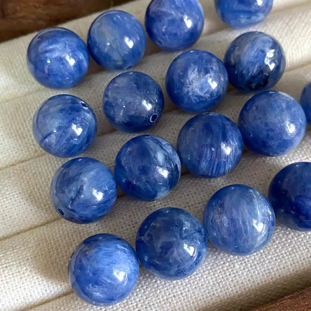 풀 홀 블루 KYANITE 라운드 루즈 비즈, DIY 쥬얼리 제작, FPPJ 도매 비즈, 자연, 6mm, 8mm, 10mm, 12mm, 14mm, 16mm, 18mm, 20mm