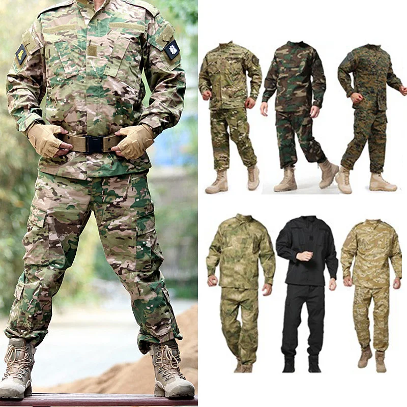 Men Clothing Uniform Windproof Men Clothing Wear-resistant Outdoor Camo Tactical Suits Militar Hunting Suit Safari Coat+Pant Set