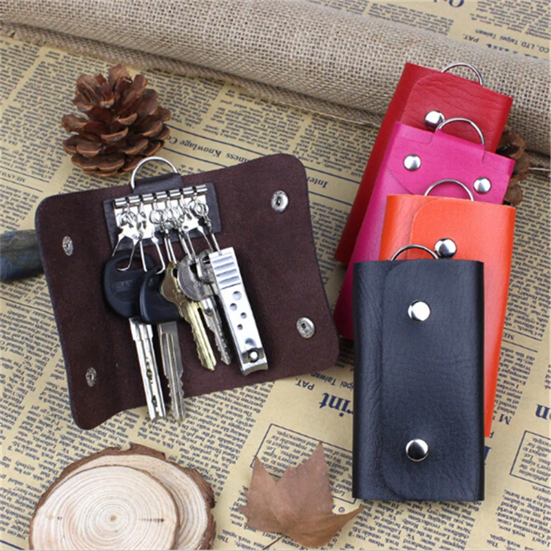 Keychain Wallet Pu Leather Key Holders Women Men Keys Organizer Fashion Solid Key Wallets Pouch Car Keychain Housekeeper key organizer,key holder,key purse
