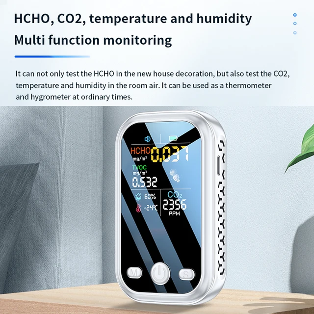 Herwey Moniteur de qualité de l'air CO2 TVOC Détecteur d'humidité