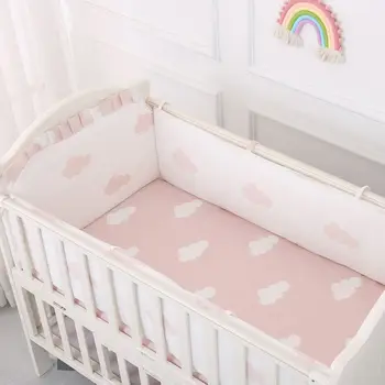 Fodera per culla per cartoni animati fodera per lettino per bambini in cotone a rete 3D Set di biancheria da letto per lettino per bambini 5 pezzi Set di biancheria da letto per bambini paraurti + lenzuolo