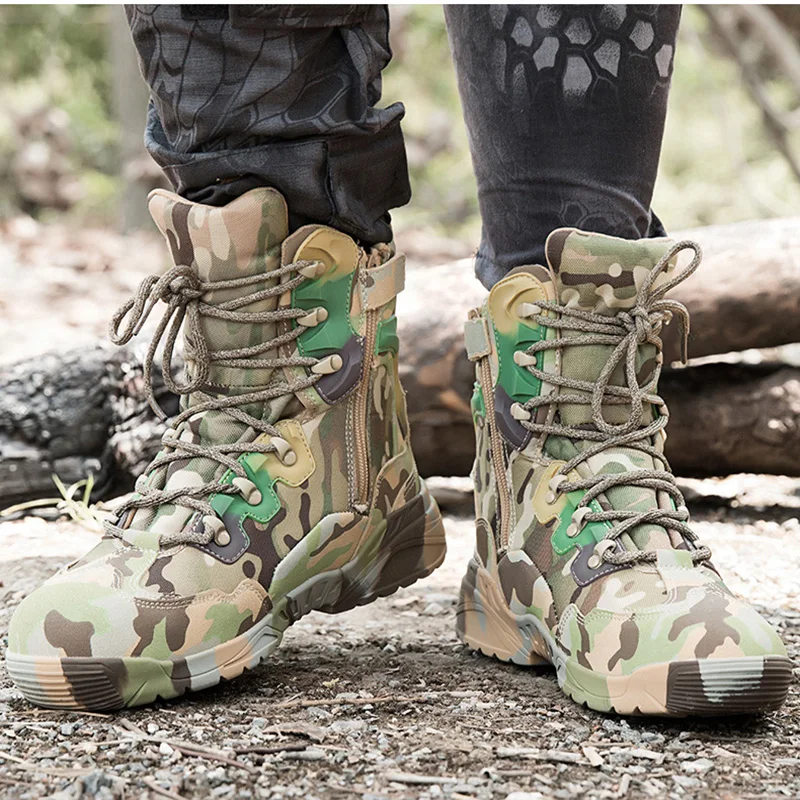 Men Combat Military Boots Male Sneakers Hiking Walking Shoes Men's Jungle Hunting Ankle Boots Breathable Tactical Desert Boot