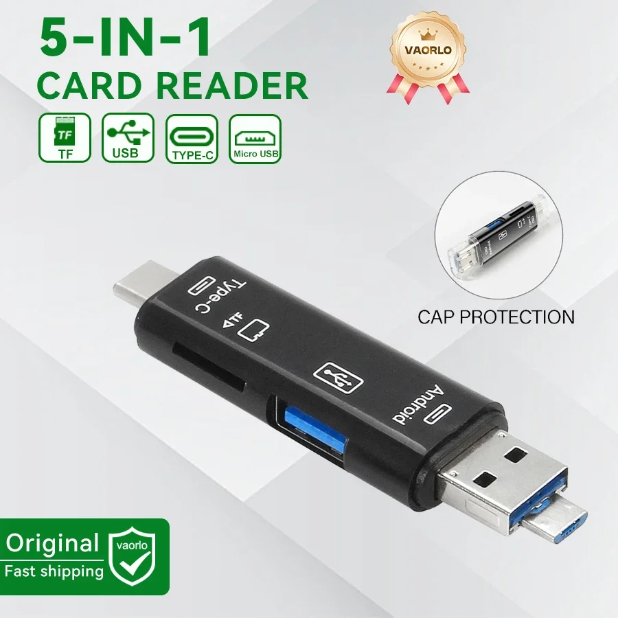 6-in-1 Multifunction USB Card Reader & Flash Drive Adapter